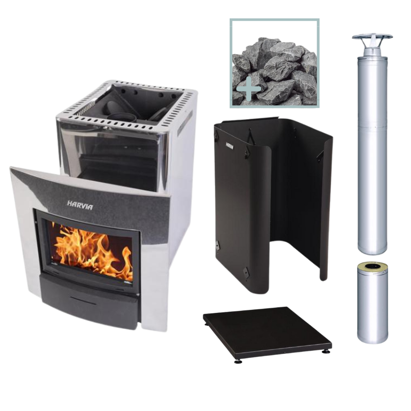 Harvia 20 Duo Wood Stove Sauna Heater Package