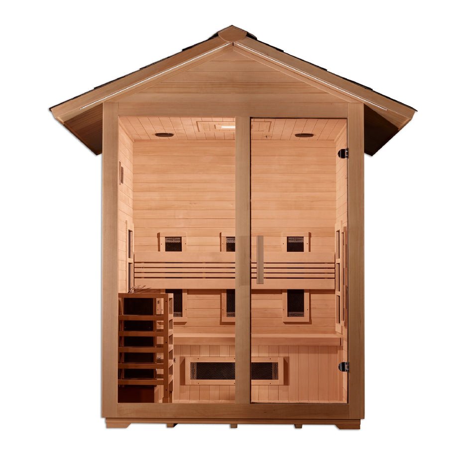 Golden Designs Carinthia 3-Person Full Spectrum PureTech™ Outdoor Hybrid Sauna in Canadian Hemlock Wood