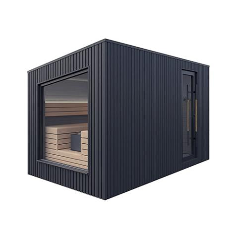 Auroom Terra Outdoor Cabin Sauna-Sauna-Auroom-102" D x 87" W-Left-Black-Nordica Sauna