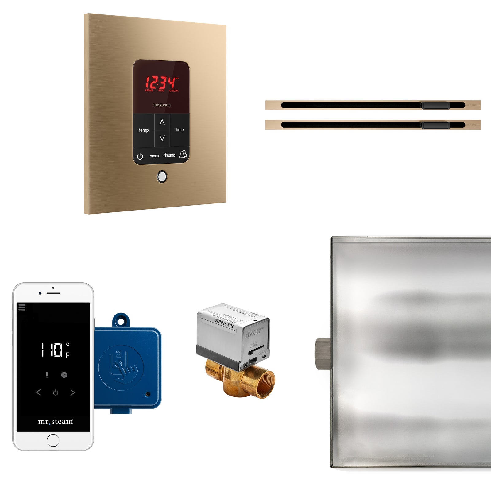 Mr. Steam Butler® Max Linear Steam Generator Control Kit / Package in Square-Steam Generator Control Packages-Mr. Steam-Brushed Bronze-Nordica Sauna