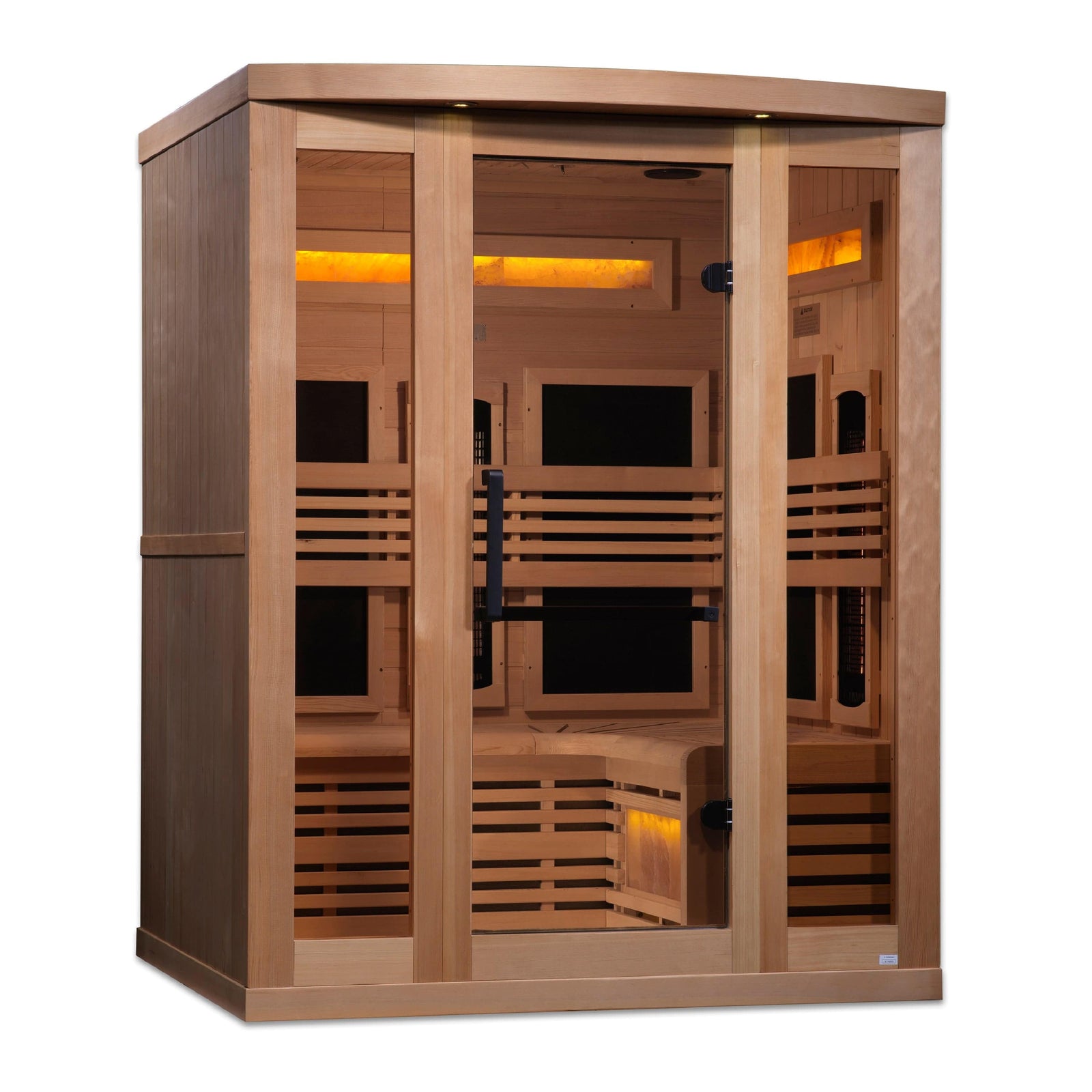 Golden Designs 3-Person Full Spectrum PureTech™ Near Zero EMF FAR Infrared Sauna with Himalayan Salt Bar & Canadian Hemlock | GDI-8230-01-Sauna-Golden Designs-Nordica Sauna