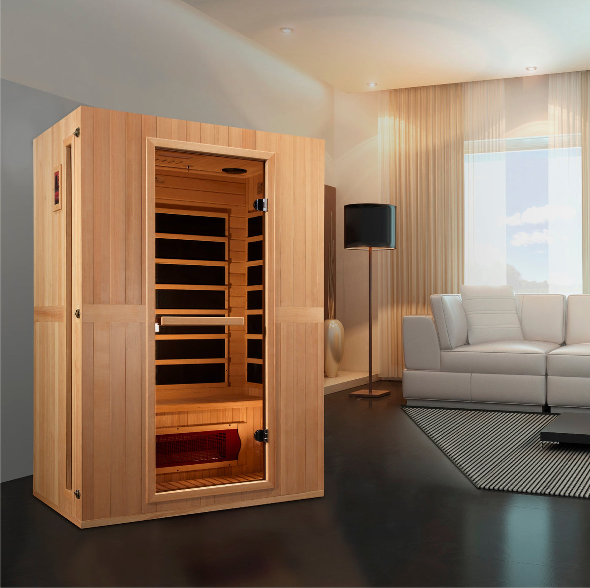 Golden Designs Maxxus &quot;Serenity&quot; Dual Tech 2-Person Low EMF FAR Infrared Sauna with Canadian Hemlock | MX-LS2-01