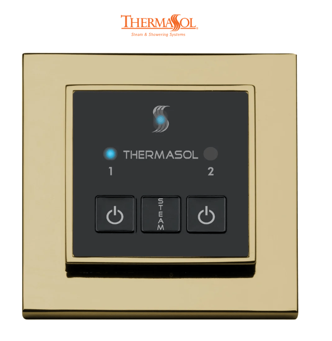 ThermaSol Easy Start Control Square-Steam Shower Controls & Accessories-ThermaSol-Polished Brass-Nordica Sauna