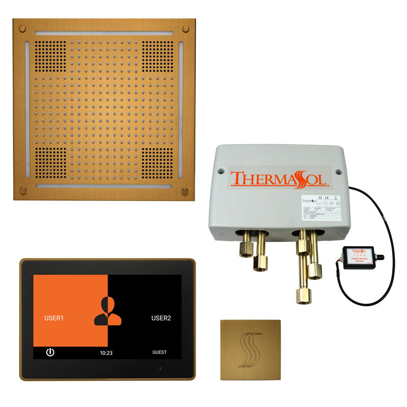 ThermaSol The Total Wellness Hydrovive Package with 10" ThermaTouch Square-Steam Shower Controls & Accessories-ThermaSol-Antique Brass-Nordica Sauna