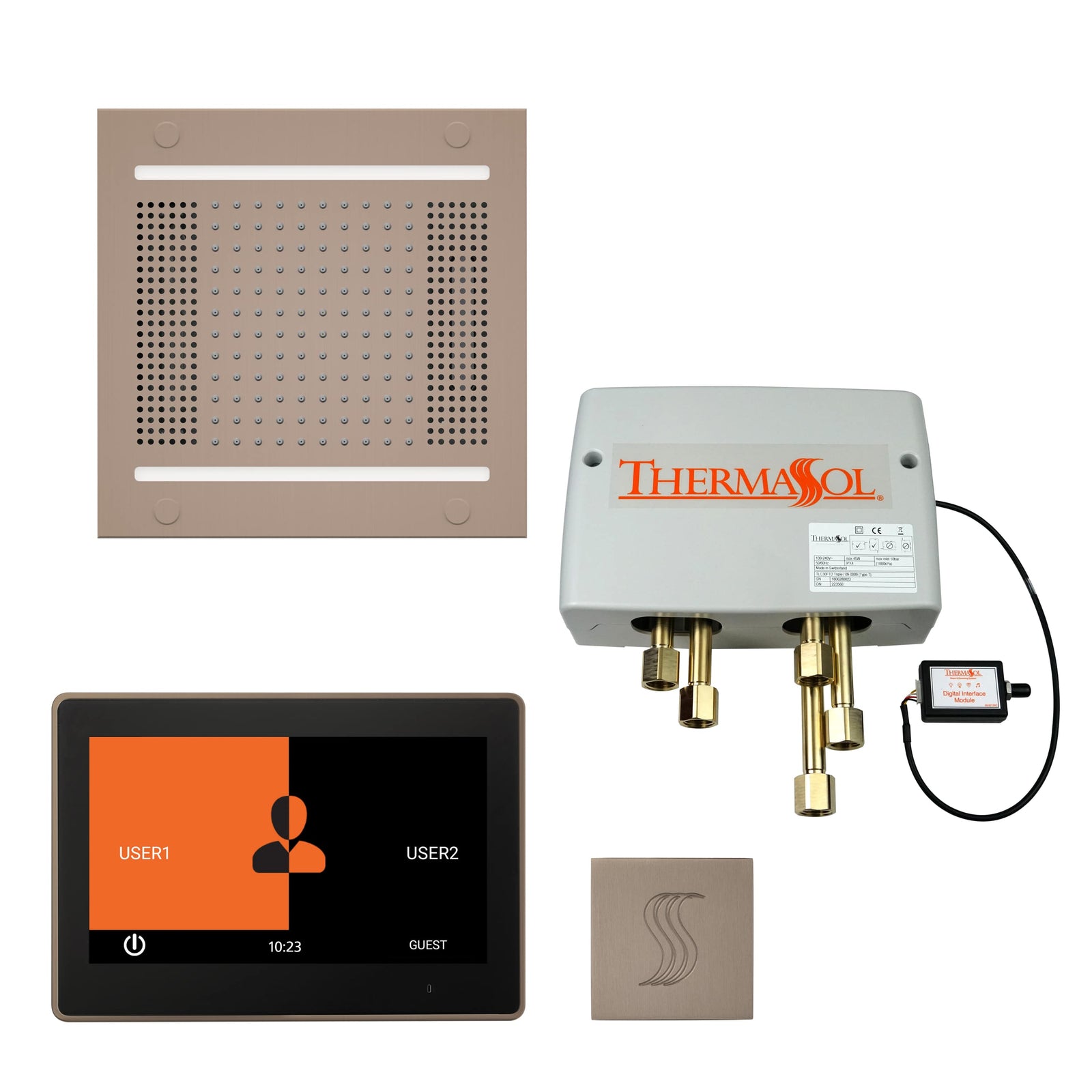 ThermaSol The Total Wellness Hydrovive14 Package with 10" ThermaTouch Square-Steam Shower Controls & Accessories-ThermaSol-Satin Nickel-Nordica Sauna