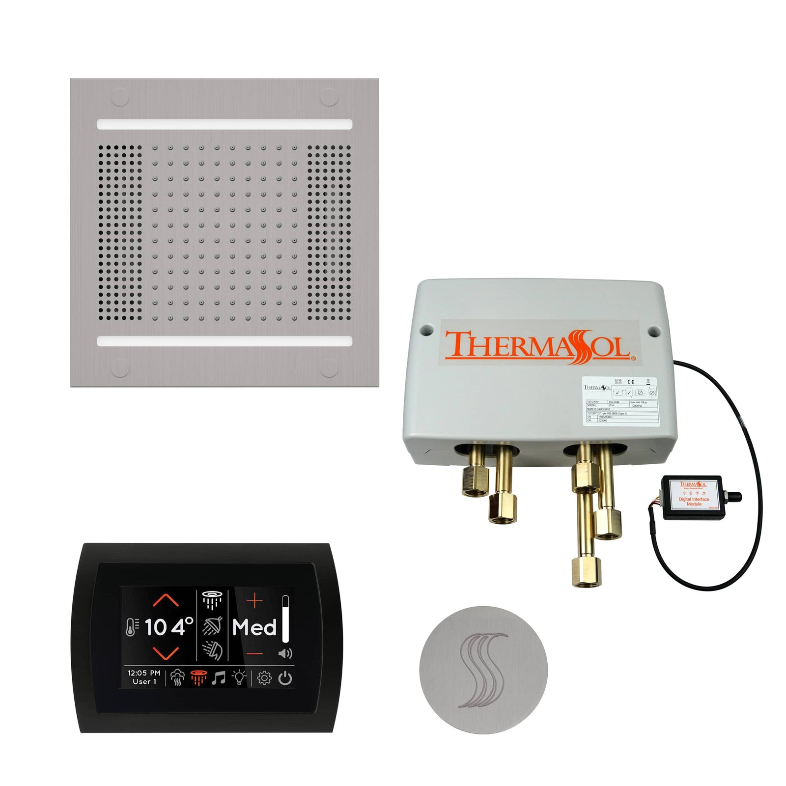 ThermaSol The Total Wellness Package Hydrovive14 with SignaTouch Round-Steam Shower Controls & Accessories-ThermaSol-Satin Chrome-Nordica Sauna