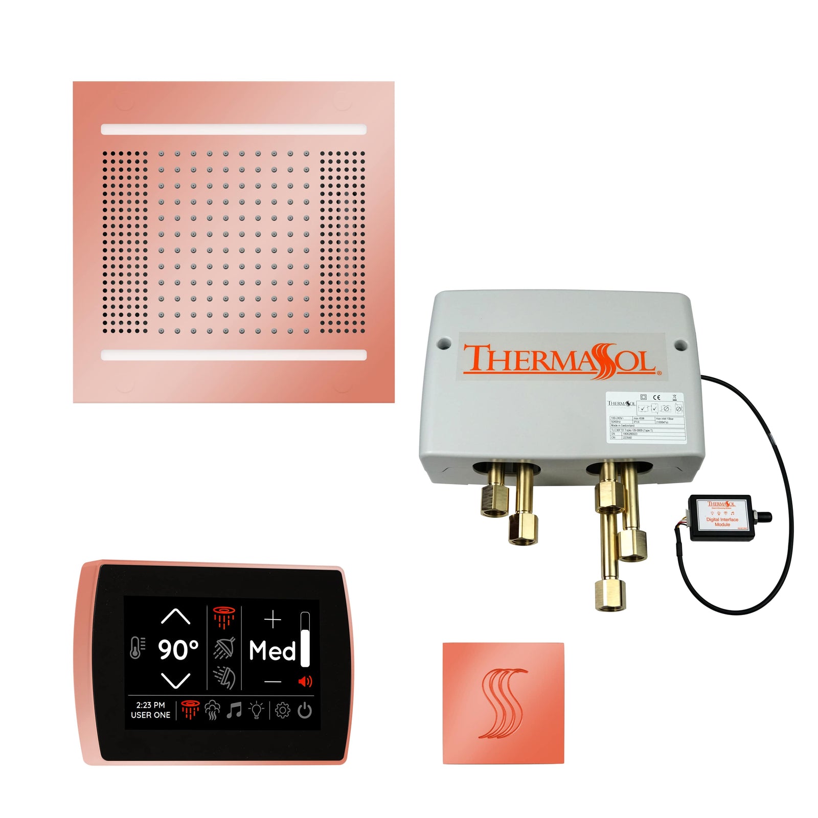 ThermaSol The Total Wellness Package Hydrovive14 with SignaTouch Square-Steam Shower Controls & Accessories-ThermaSol-Copper-Nordica Sauna