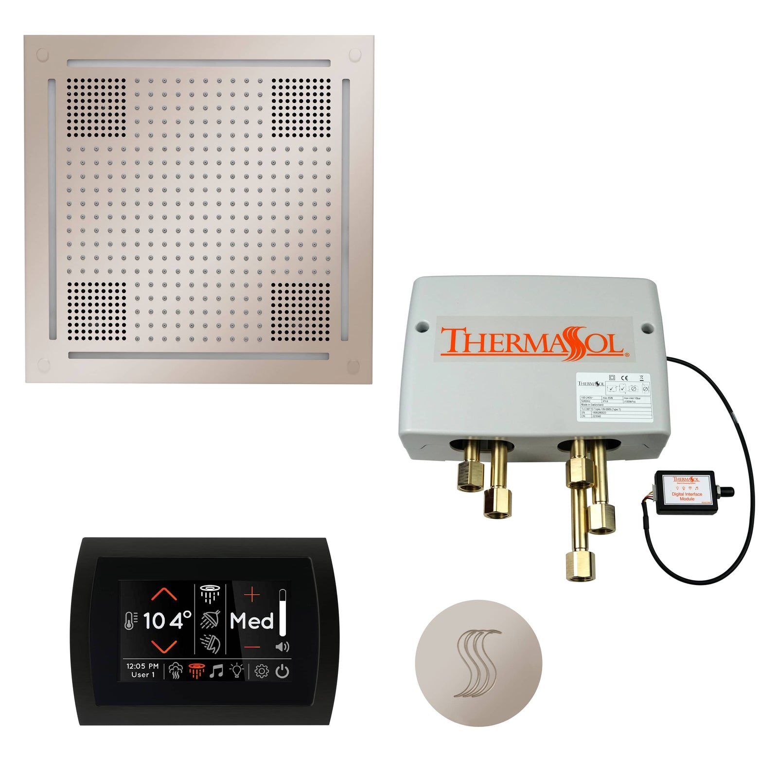 ThermaSol The Total Wellness Package Hydrovive with SignaTouch Round-Steam Shower Controls & Accessories-ThermaSol-Polished Nickel-Nordica Sauna