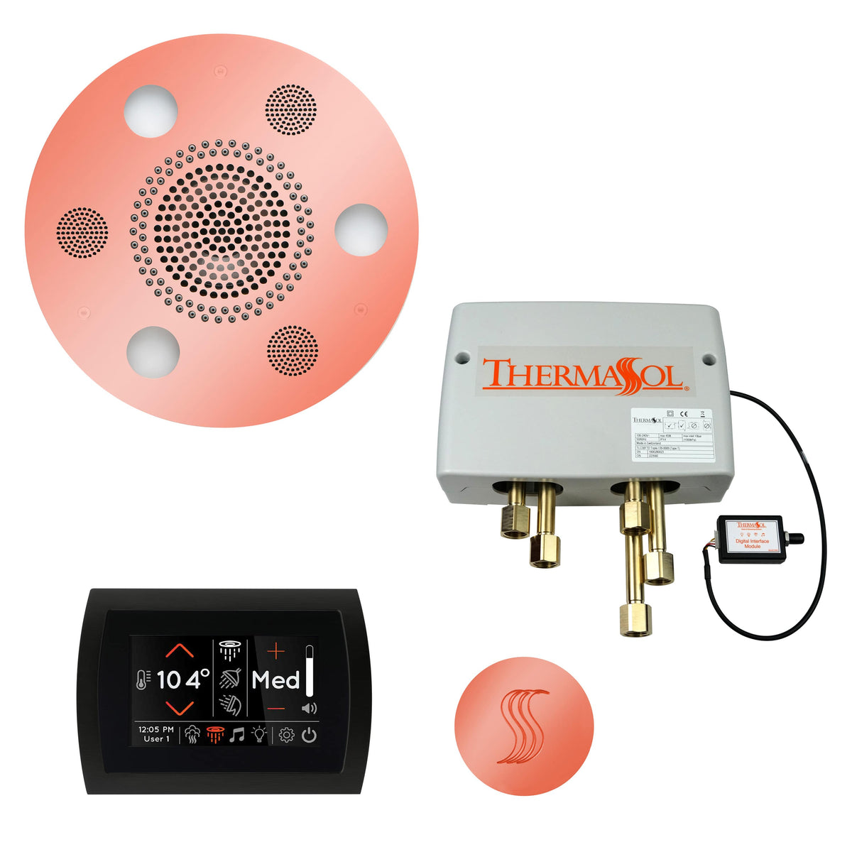 ThermaSol The Total Wellness Package with SignaTouch Round-Steam Shower Controls &amp; Accessories-ThermaSol-Copper-Nordica Sauna