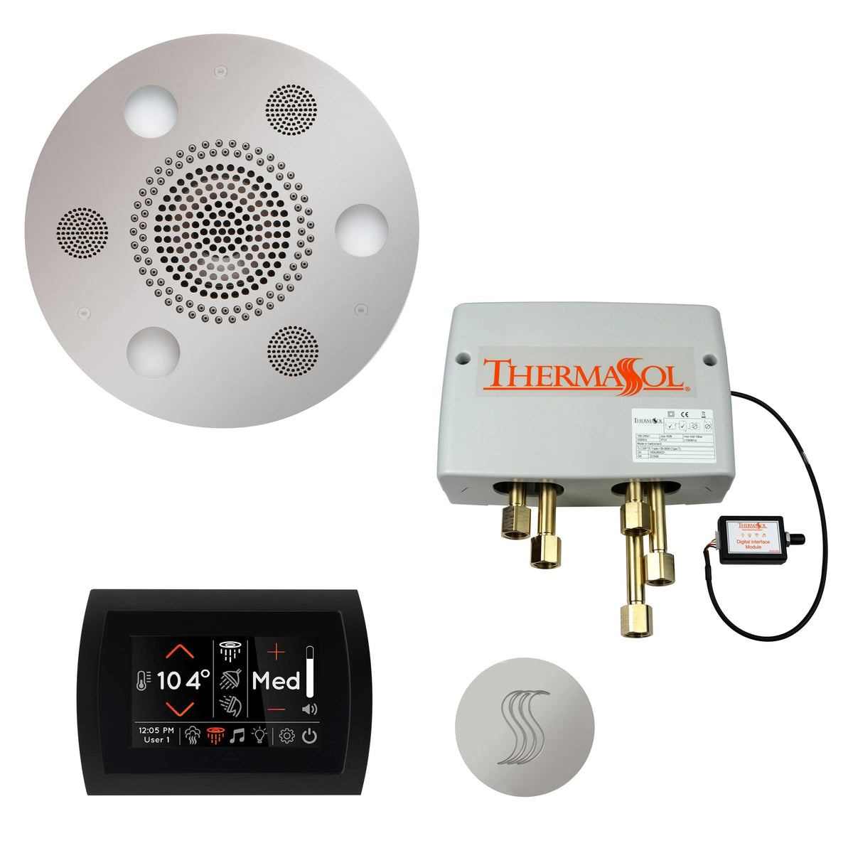 ThermaSol The Total Wellness Package with SignaTouch Round-Steam Shower Controls &amp; Accessories-ThermaSol-Polished Chrome-Nordica Sauna