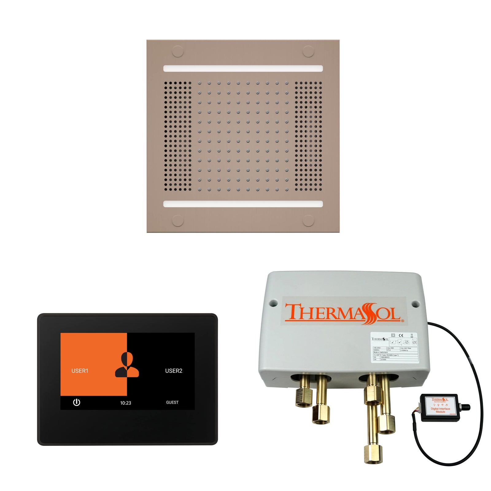 ThermaSol The Wellness Hydrovive14 Shower Package with 7" ThermaTouch Square-Steam Shower Controls & Accessories-ThermaSol-Satin Nickel-Nordica Sauna
