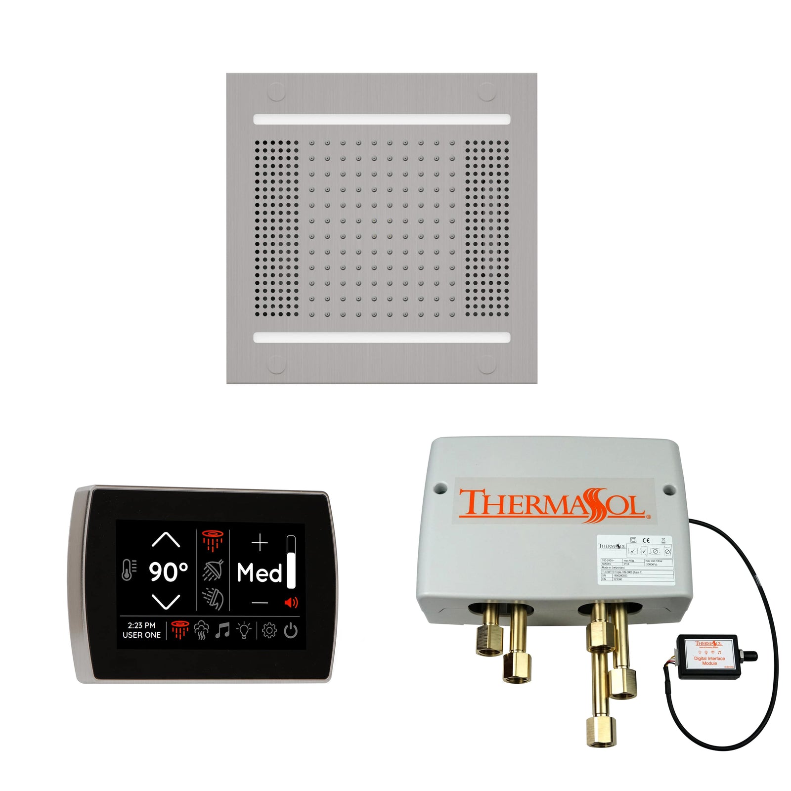 ThermaSol The Wellness Hydrovive14 Shower Package with SignaTouch Square-Steam Shower Controls & Accessories-ThermaSol-Satin Chrome-Nordica Sauna