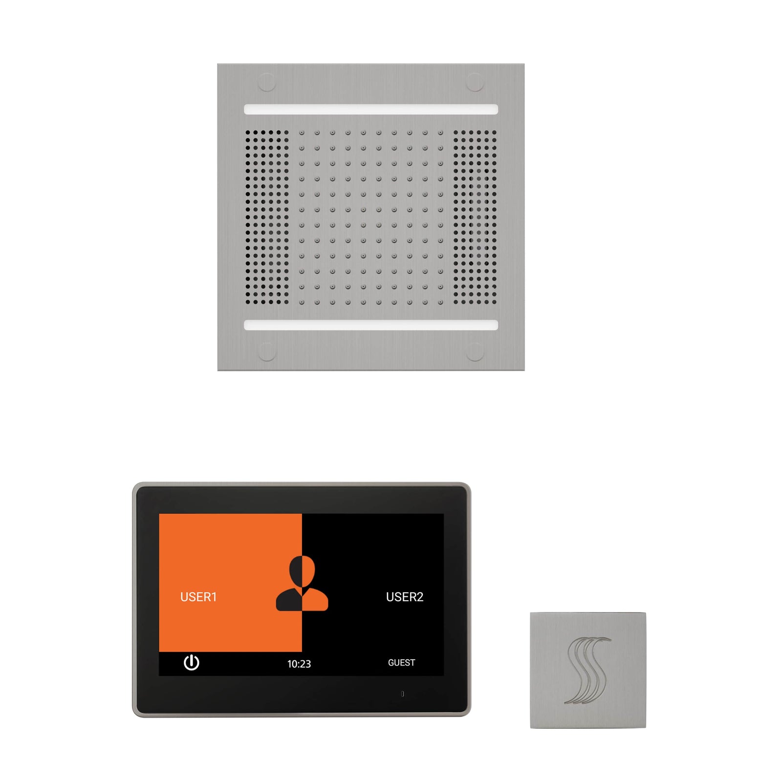 ThermaSol The wellness Hydrovive14 Steam Package with 10" ThermaTouch Square-Steam Shower Controls & Accessories-ThermaSol-Satin Chrome-Nordica Sauna