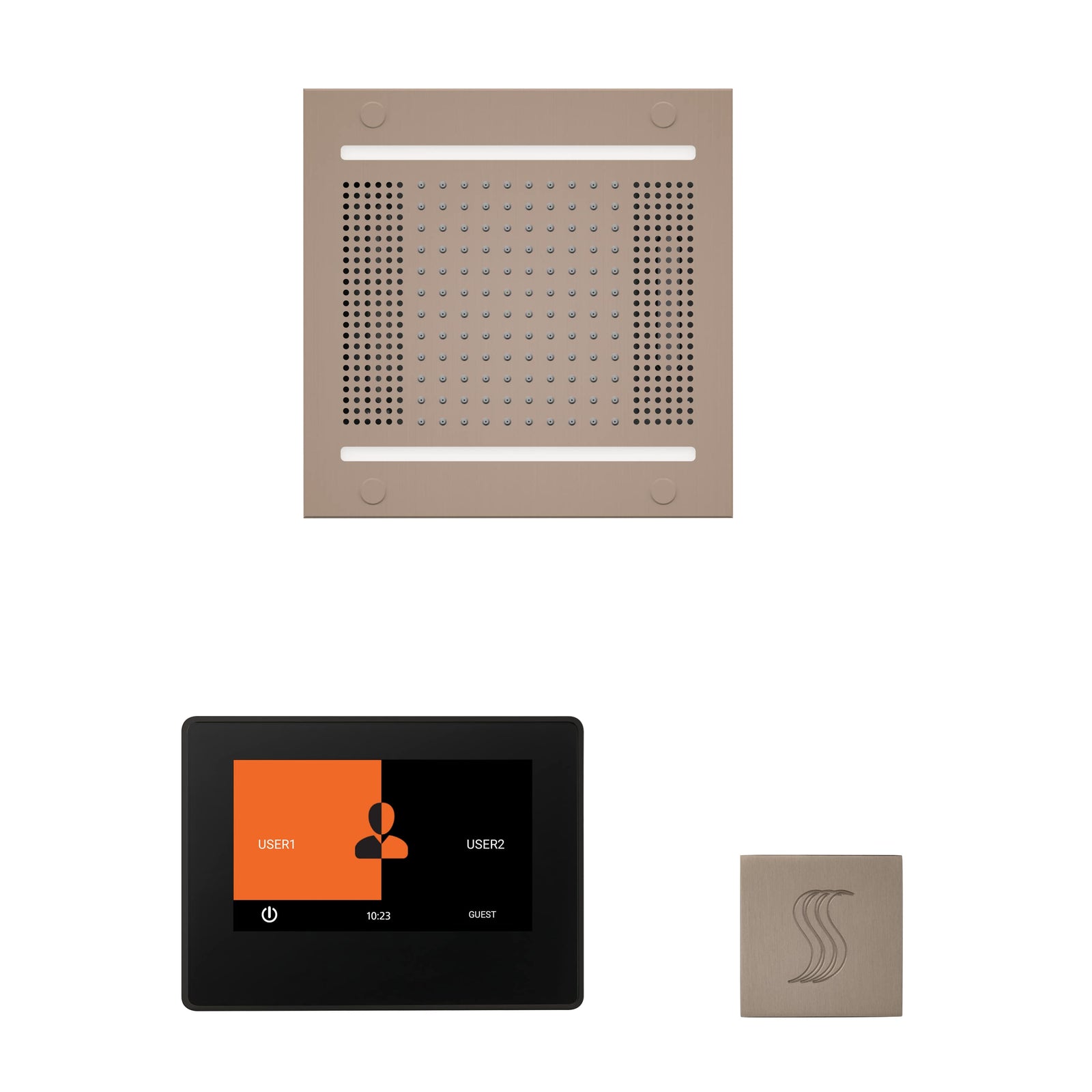 ThermaSol The wellness Hydrovive14 Steam Package with 7" ThermaTouch Square-Steam Shower Controls & Accessories-ThermaSol-Satin Nickel-Nordica Sauna