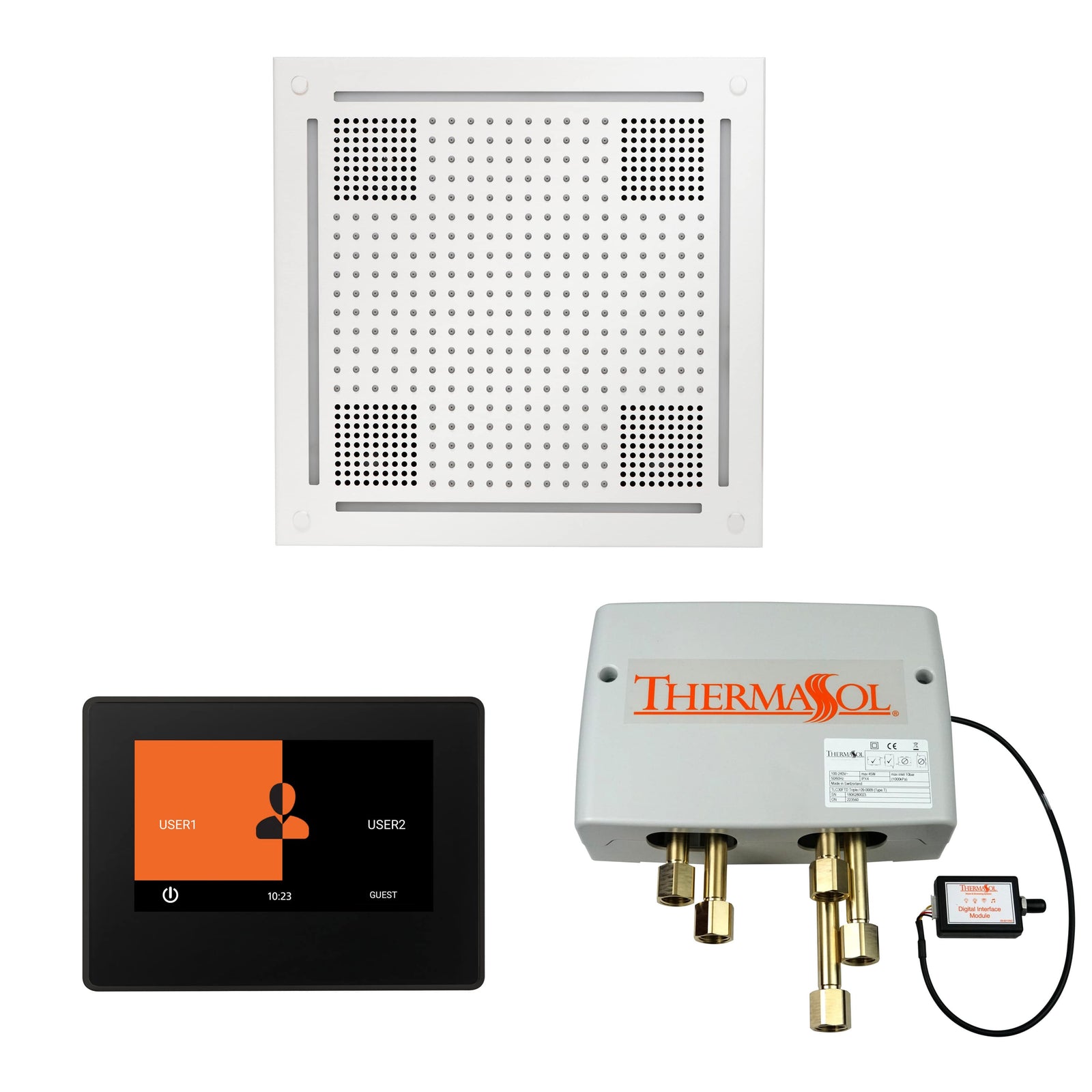 ThermaSol The Wellness Hydrovive Shower Package with 7" ThermaTouch Square-Steam Shower Controls & Accessories-ThermaSol-White-Nordica Sauna
