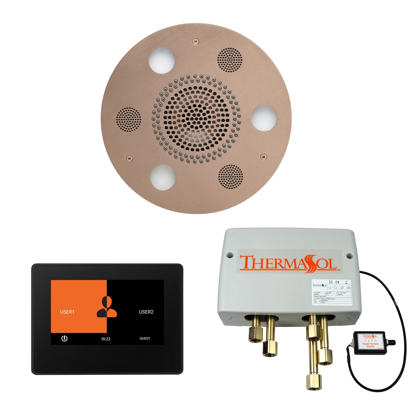 ThermaSol The Wellness Shower Package with 7" ThermaTouch Round-Steam Shower Controls & Accessories-ThermaSol-Satin Nickel-Nordica Sauna