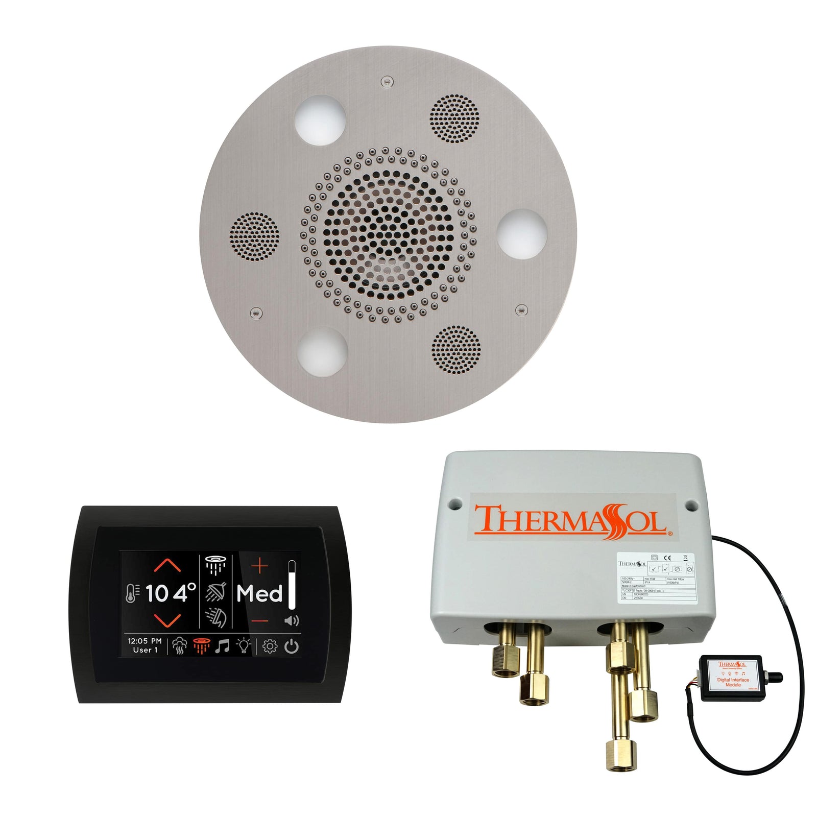 ThermaSol The Wellness Shower Package with SignaTouch Round-Steam Shower Controls & Accessories-ThermaSol-Satin Chrome-Nordica Sauna