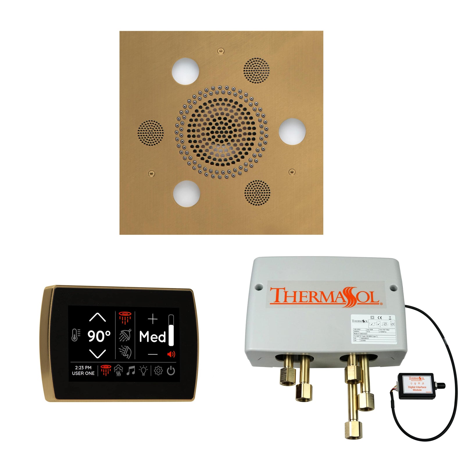 ThermaSol The Wellness Shower Package with SignaTouch Square-Steam Shower Controls & Accessories-ThermaSol-Satin Brass-Nordica Sauna