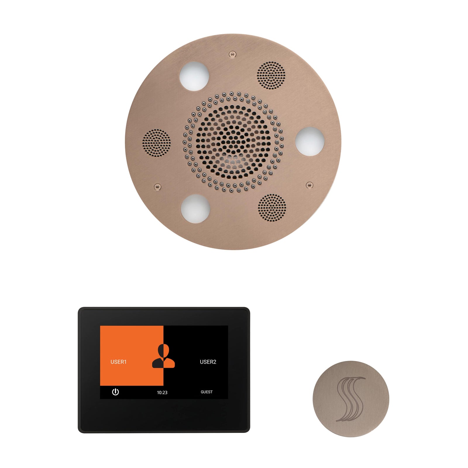ThermaSol The Wellness Steam Package with 7" ThermaTouch Round-Steam Shower Controls & Accessories-ThermaSol-Satin Nickel-Nordica Sauna