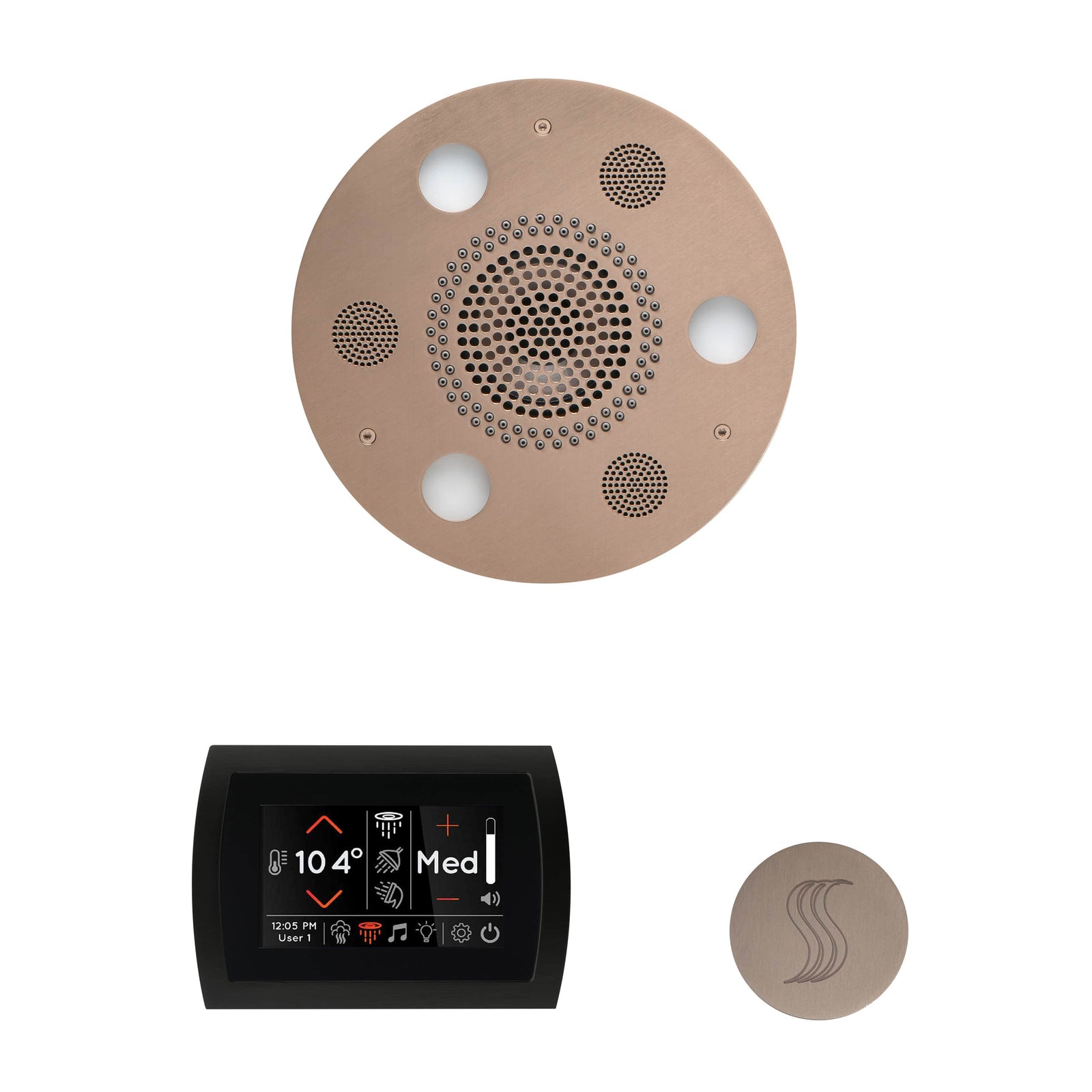 ThermaSol The Wellness Steam Package with SignaTouch Round-Steam Shower Controls & Accessories-ThermaSol-Satin Nickel-Nordica Sauna