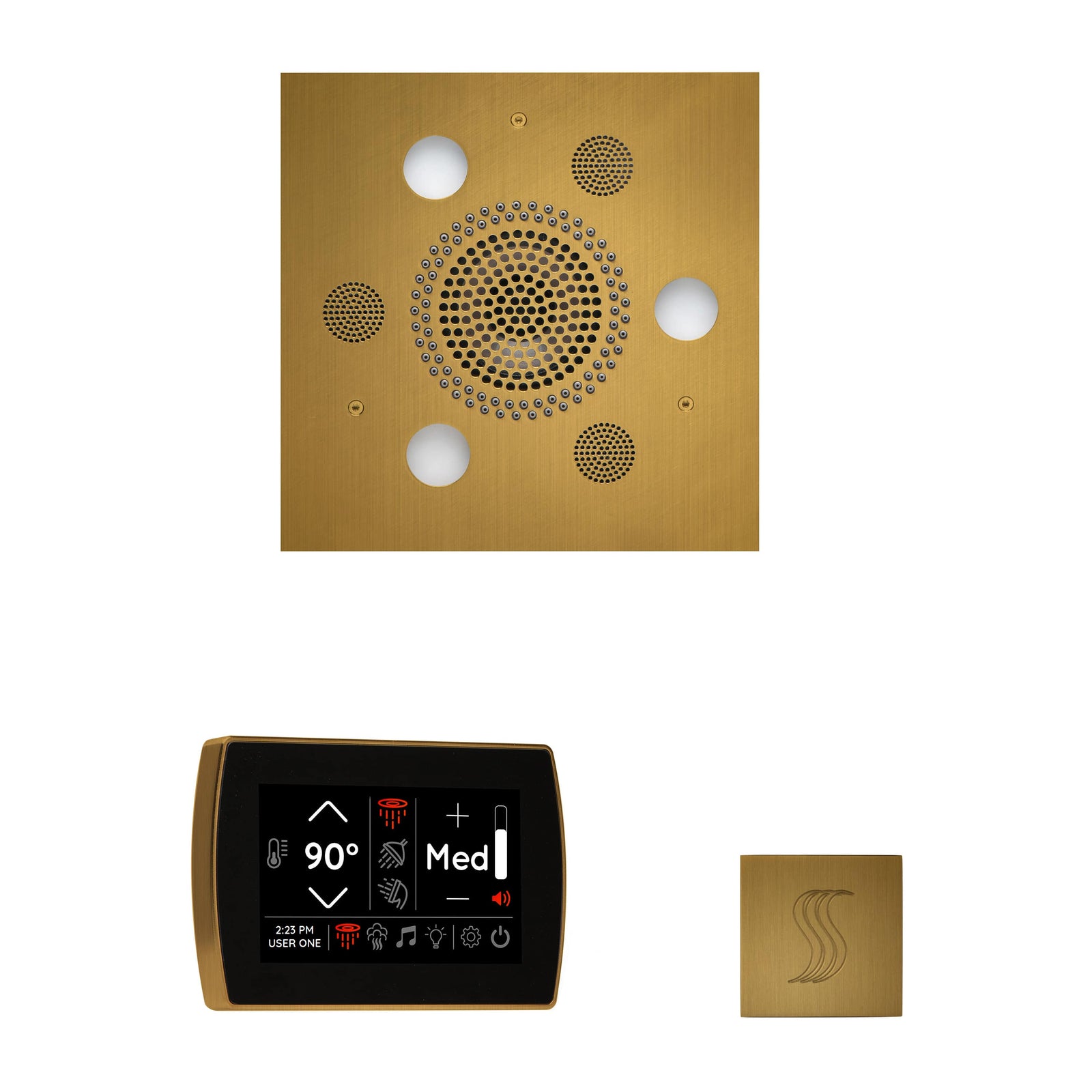 ThermaSol The Wellness Steam Package with SignaTouch Square-Steam Shower Controls & Accessories-ThermaSol-Antique Brass-Nordica Sauna